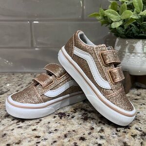 Vans Gold and White Sneakers with Velcro Straps